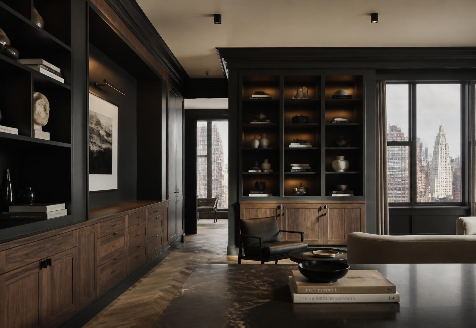 Custom walnut millwork in a New York City residence